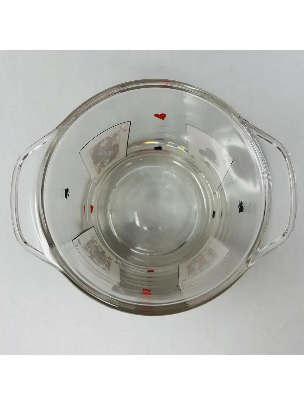 VTG Luminarc Card Party Ice Bucket MCM Glass Retro Poker Barware 6.5